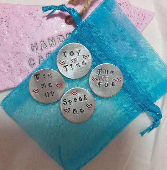 Couple's love tokens. Cheeky gift tokens.