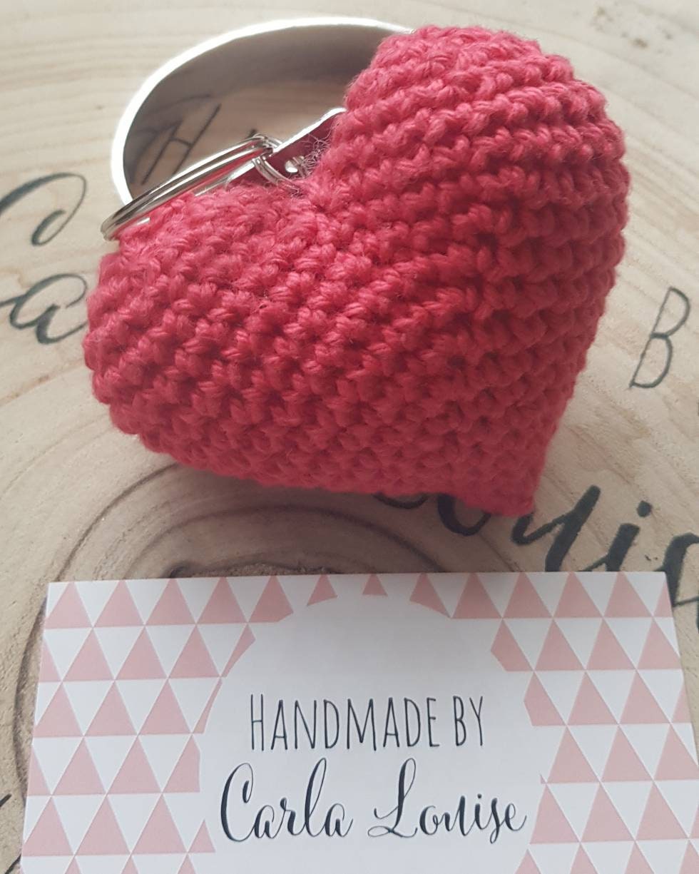 Crochet Puffy Heart with Hand Stamped Tag