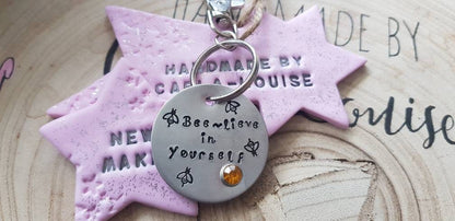 Hand Stamped Positivity Keyrings