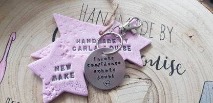 Hand Stamped Positivity Keyrings