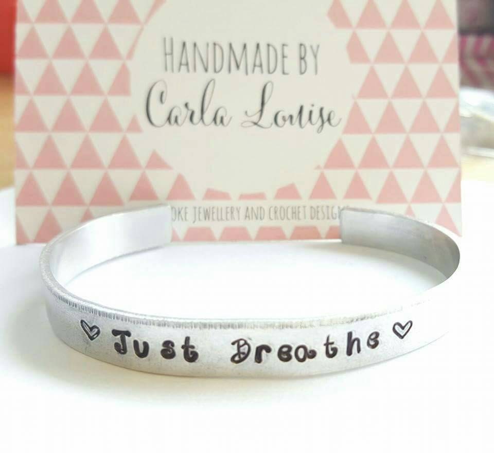 Just Breathe Handstamped Cuff