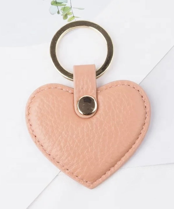 Grey Leather Heart Keyring