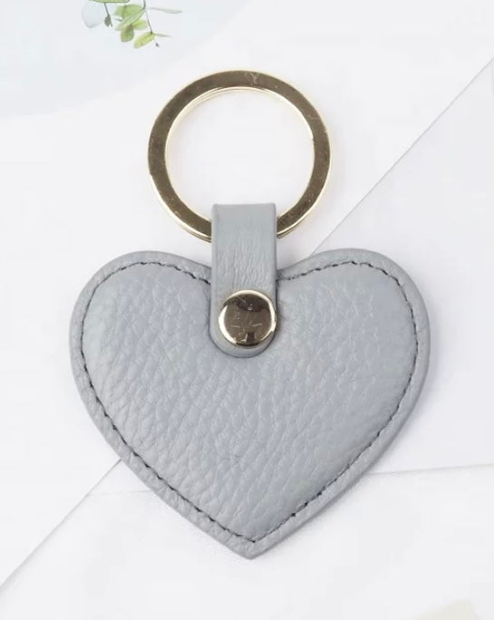 Nude Pink Leather Heart Keyring