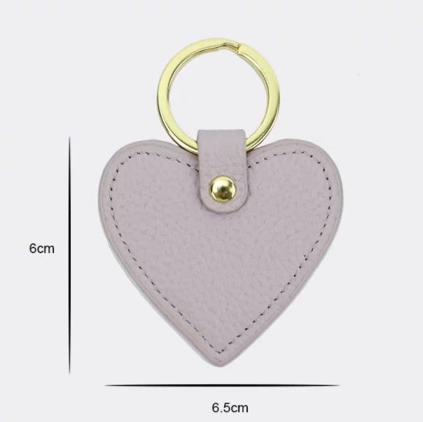 Grey Leather Heart Keyring