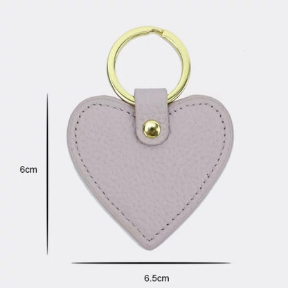 Nude Pink Leather Heart Keyring