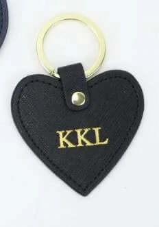 Black Leather Heart Keyring