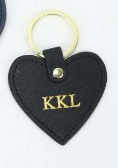 Grey Leather Heart Keyring